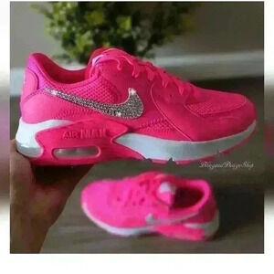 Nike Air Max Excee Womens Pink Sneakers Shoes Made with Swarovski Crystals